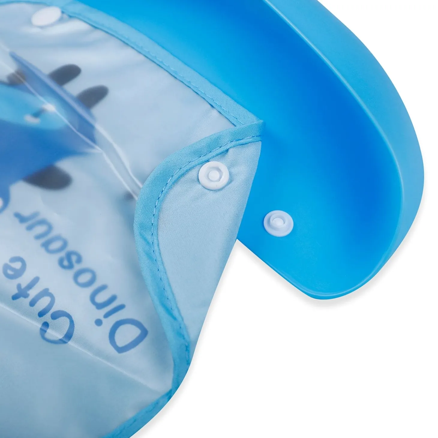 Baby Moo Cute Dinosaur Premium Waterproof Crumb Catcher Bibs - Blue