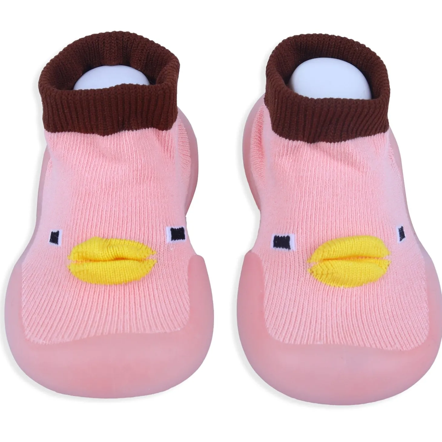 Baby Moo Cute Duck Face Rubber Comfortable Sole Slip-On Sock Shoes - Pink