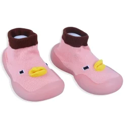 Baby Moo Cute Duck Face Rubber Comfortable Sole Slip-On Sock Shoes - Pink