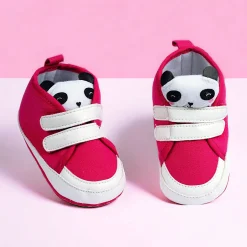 Baby Moo Cute Panda Velcro Anti-Skid Canvas Sneakers - Pink