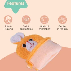 Baby Moo Cute Puppy Bath Time Fun Hand Puppet Loofah Bath Glove - Orange
