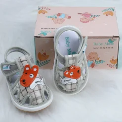 Baby Moo Cute Puppy Checked Chu-Chu Sound Breathable Anti-Skid Sandals - Multicolour