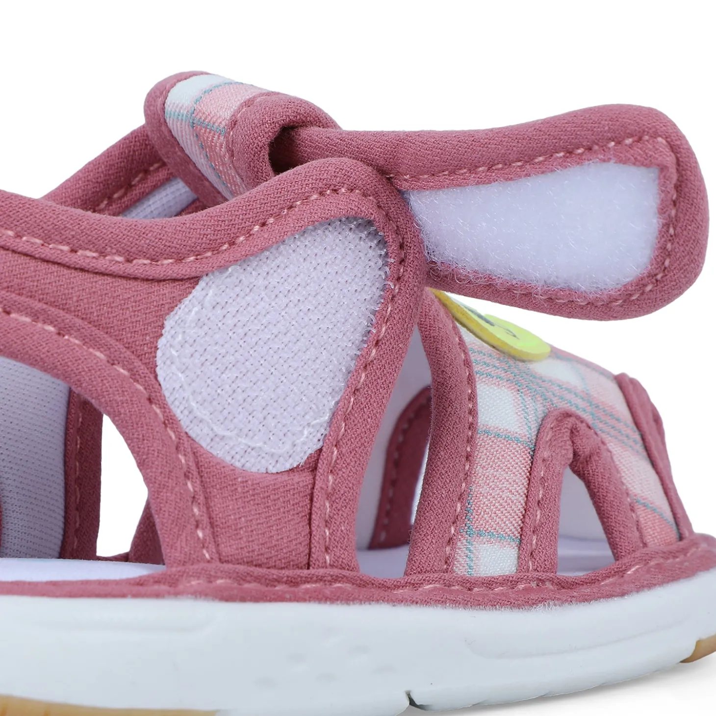 Baby Moo Cute Puppy Checked Chu-Chu Sound Breathable Anti-Skid Sandals - Pink