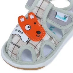 Baby Moo Cute Puppy Checked Chu-Chu Sound Breathable Anti-Skid Sandals - Multicolour