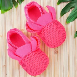 Baby Moo Cute Textured Velcro Straps Anti-Skid Booties - Pink