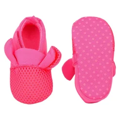 Baby Moo Cute Textured Velcro Straps Anti-Skid Booties - Pink