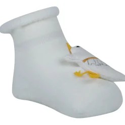 Baby Moo 3D Birdy Home Anti-Skid Socks Pack of 2 - Yellow, Cream