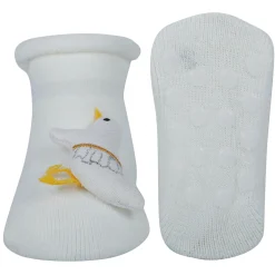 Baby Moo 3D Birdy Home Anti-Skid Socks Pack of 2 - Yellow, Cream