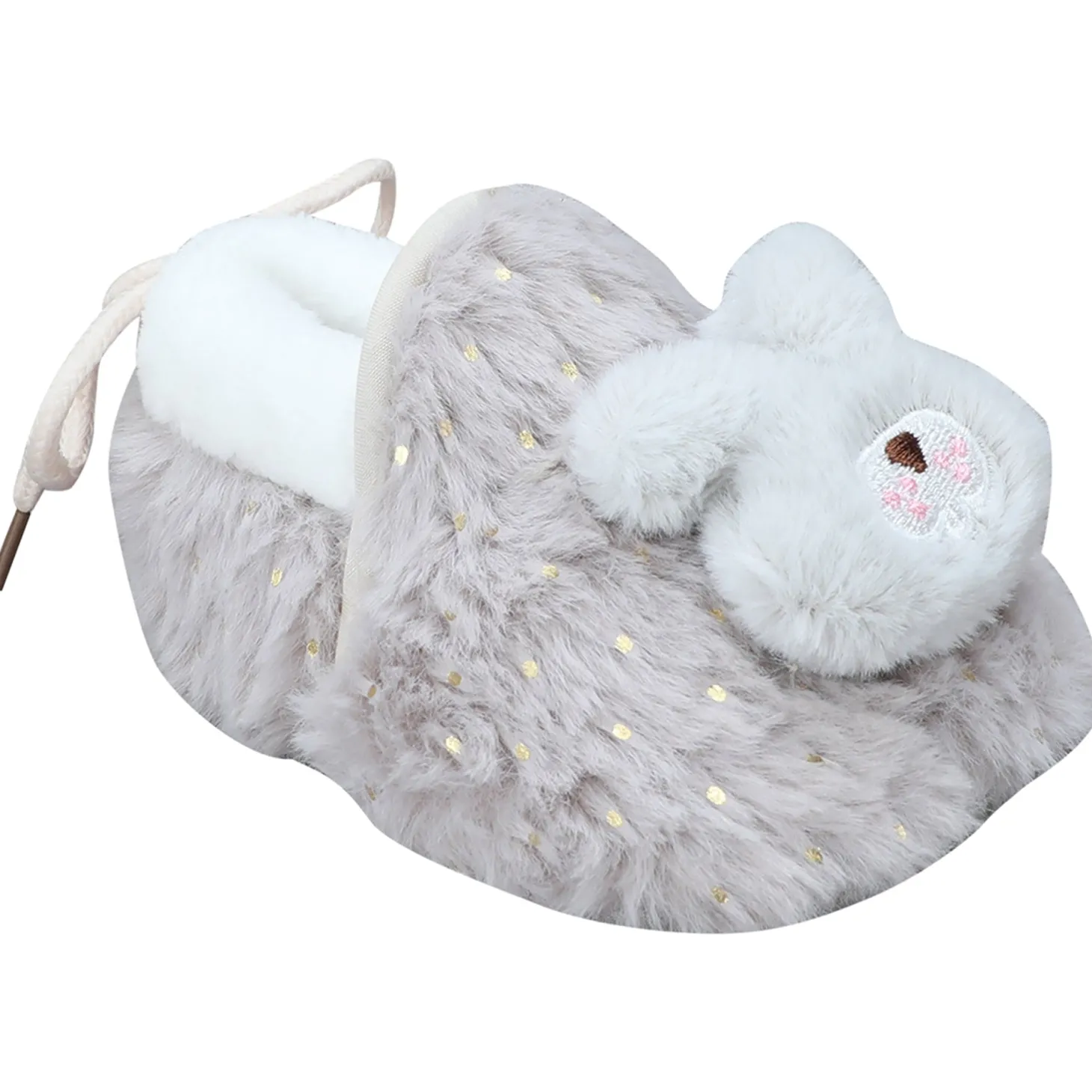 Baby Moo 3D Bunny Soft Slip-On Anti-Skid Plush Warm Booties - Grey