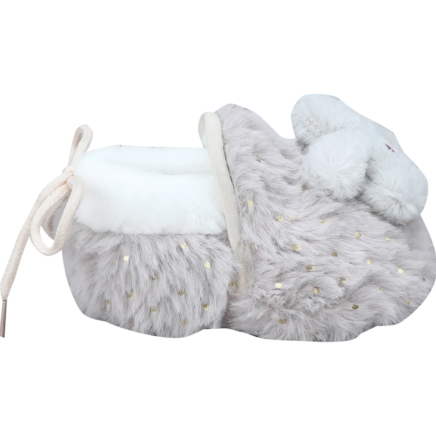 Baby Moo 3D Bunny Soft Slip-On Anti-Skid Plush Warm Booties - Grey