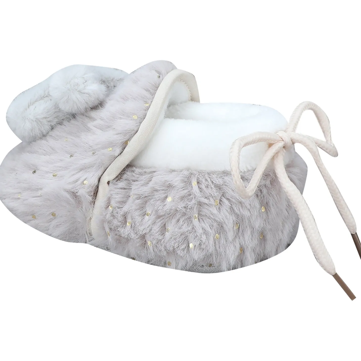 Baby Moo 3D Bunny Soft Slip-On Anti-Skid Plush Warm Booties - Grey