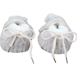 Baby Moo 3D Bunny Soft Slip-On Anti-Skid Plush Warm Booties - Grey