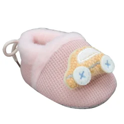 Baby Moo 3D Car Soft Slip-On Anti-Skid Plush Warm Booties - Peach