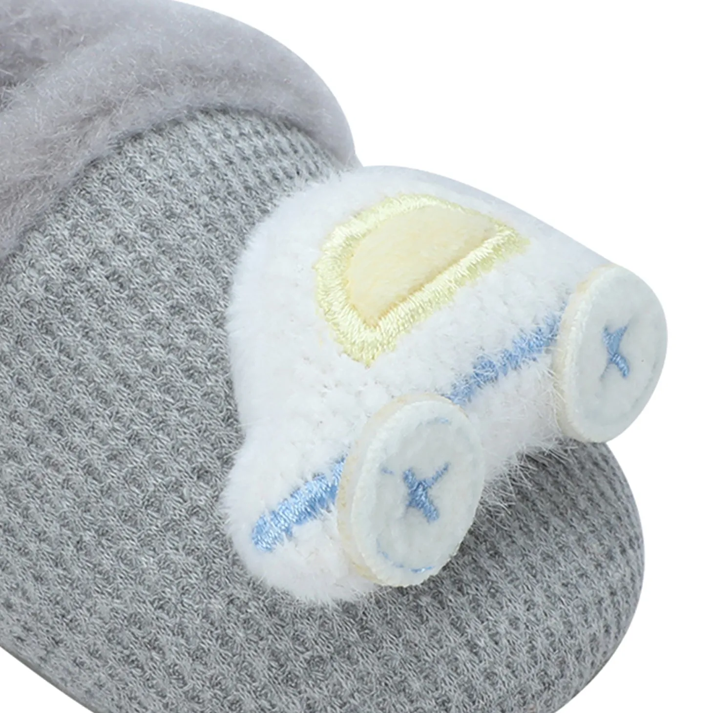 Baby Moo 3D Car Soft Slip-On Anti-Skid Plush Warm Booties - Grey