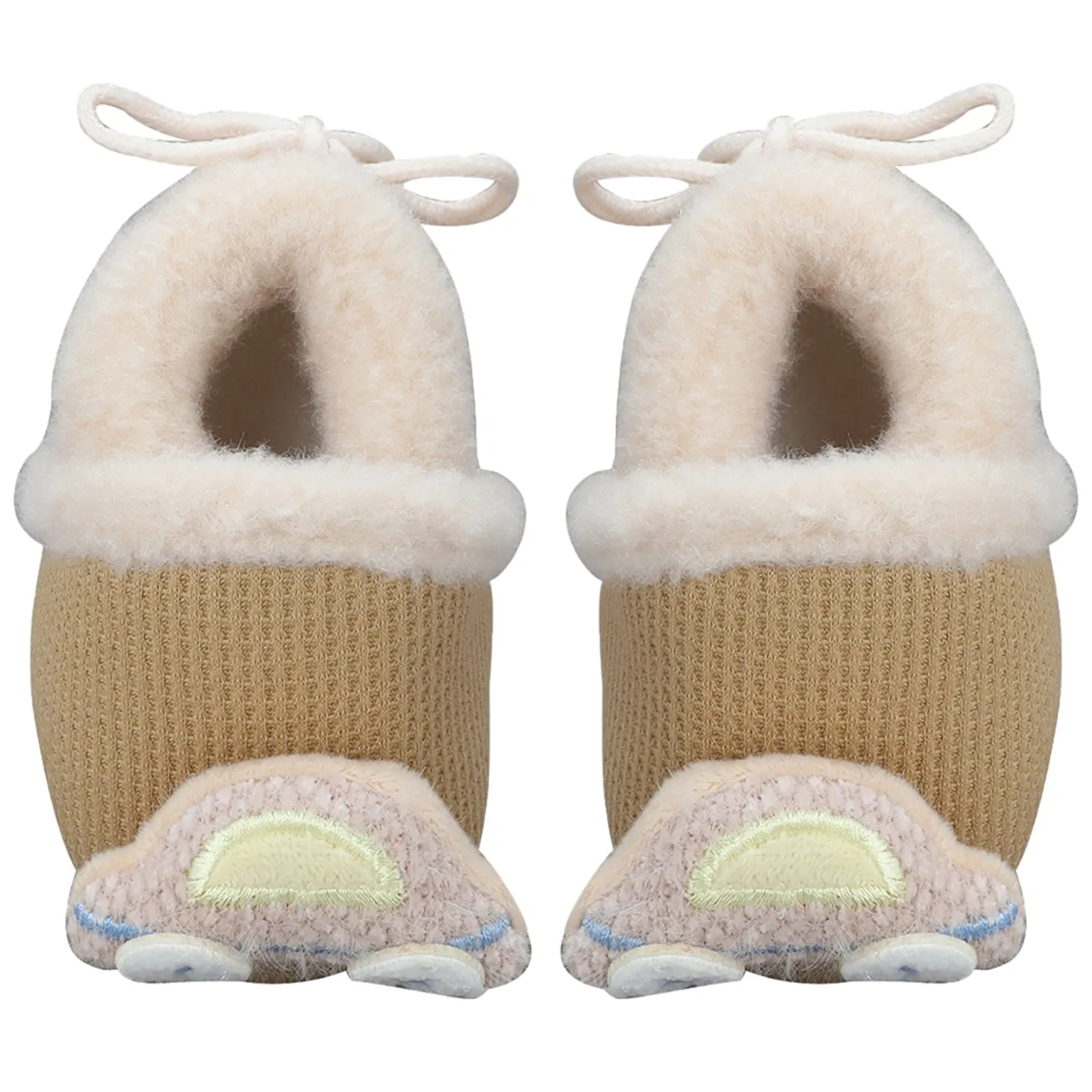 Baby Moo 3D Car Soft Slip-On Anti-Skid Plush Warm Booties - Brown