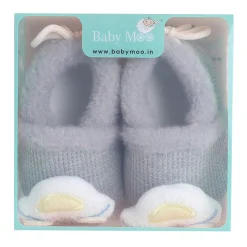 Baby Moo 3D Car Soft Slip-On Anti-Skid Plush Warm Booties - Grey