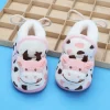 Baby Moo 3D Cow Abstract Spots Soft Slip-On Anti-Skid Plush Warm Booties - Pink