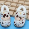Baby Moo 3D Cow Abstract Spots Soft Slip-On Anti-Skid Plush Warm Booties - Beige