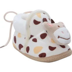 Baby Moo 3D Cow Abstract Spots Soft Slip-On Anti-Skid Plush Warm Booties - Beige