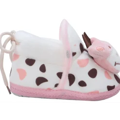 Baby Moo 3D Cow Abstract Spots Soft Slip-On Anti-Skid Plush Warm Booties - Pink