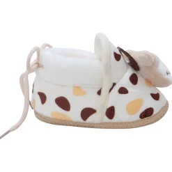 Baby Moo 3D Cow Abstract Spots Soft Slip-On Anti-Skid Plush Warm Booties - Beige