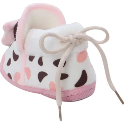 Baby Moo 3D Cow Abstract Spots Soft Slip-On Anti-Skid Plush Warm Booties - Pink