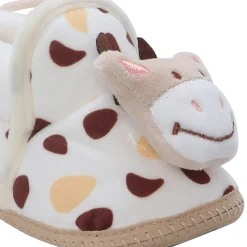 Baby Moo 3D Cow Abstract Spots Soft Slip-On Anti-Skid Plush Warm Booties - Beige