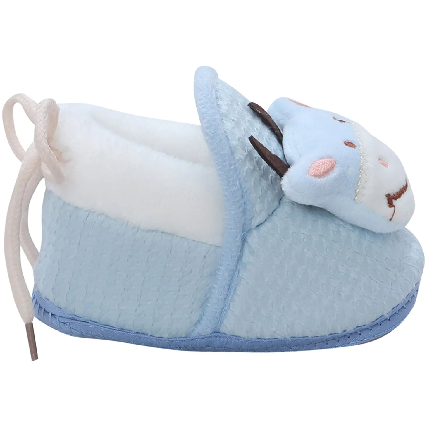 Baby Moo 3D Cow Soft Slip-On Anti-Skid Plush Warm Booties - Blue