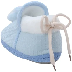 Baby Moo 3D Cow Soft Slip-On Anti-Skid Plush Warm Booties - Blue