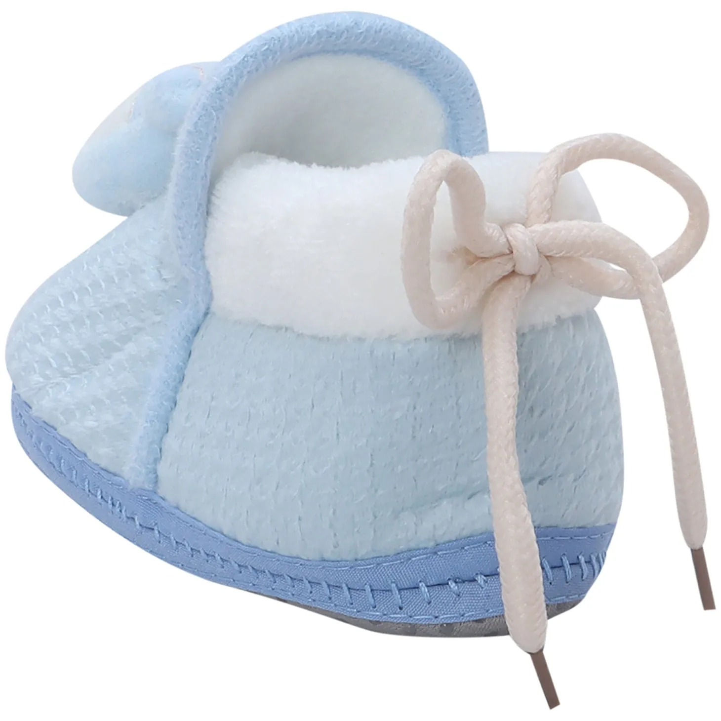 Baby Moo 3D Cow Soft Slip-On Anti-Skid Plush Warm Booties - Blue