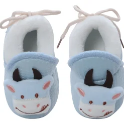 Baby Moo 3D Cow Soft Slip-On Anti-Skid Plush Warm Booties - Blue