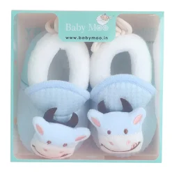 Baby Moo 3D Cow Soft Slip-On Anti-Skid Plush Warm Booties - Blue
