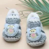 Baby Moo 3D Cub Striped Soft Slip-On Anti-Skid Plush Warm Booties - Blue