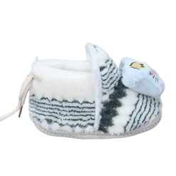 Baby Moo 3D Cub Striped Soft Slip-On Anti-Skid Plush Warm Booties - Blue