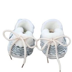 Baby Moo 3D Cub Striped Soft Slip-On Anti-Skid Plush Warm Booties - Blue