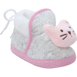 Baby Moo 3D Cute Kitty Soft Slip-On Anti-Skid Plush Warm Booties - Pink