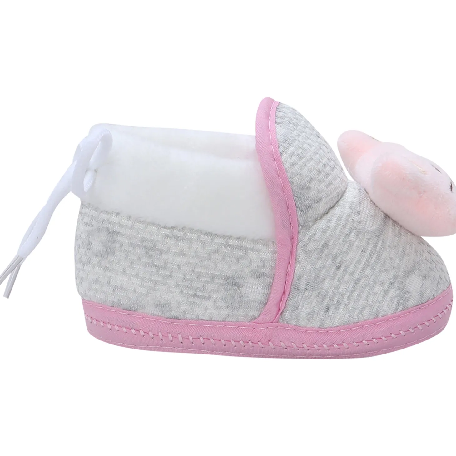 Baby Moo 3D Cute Kitty Soft Slip-On Anti-Skid Plush Warm Booties - Pink