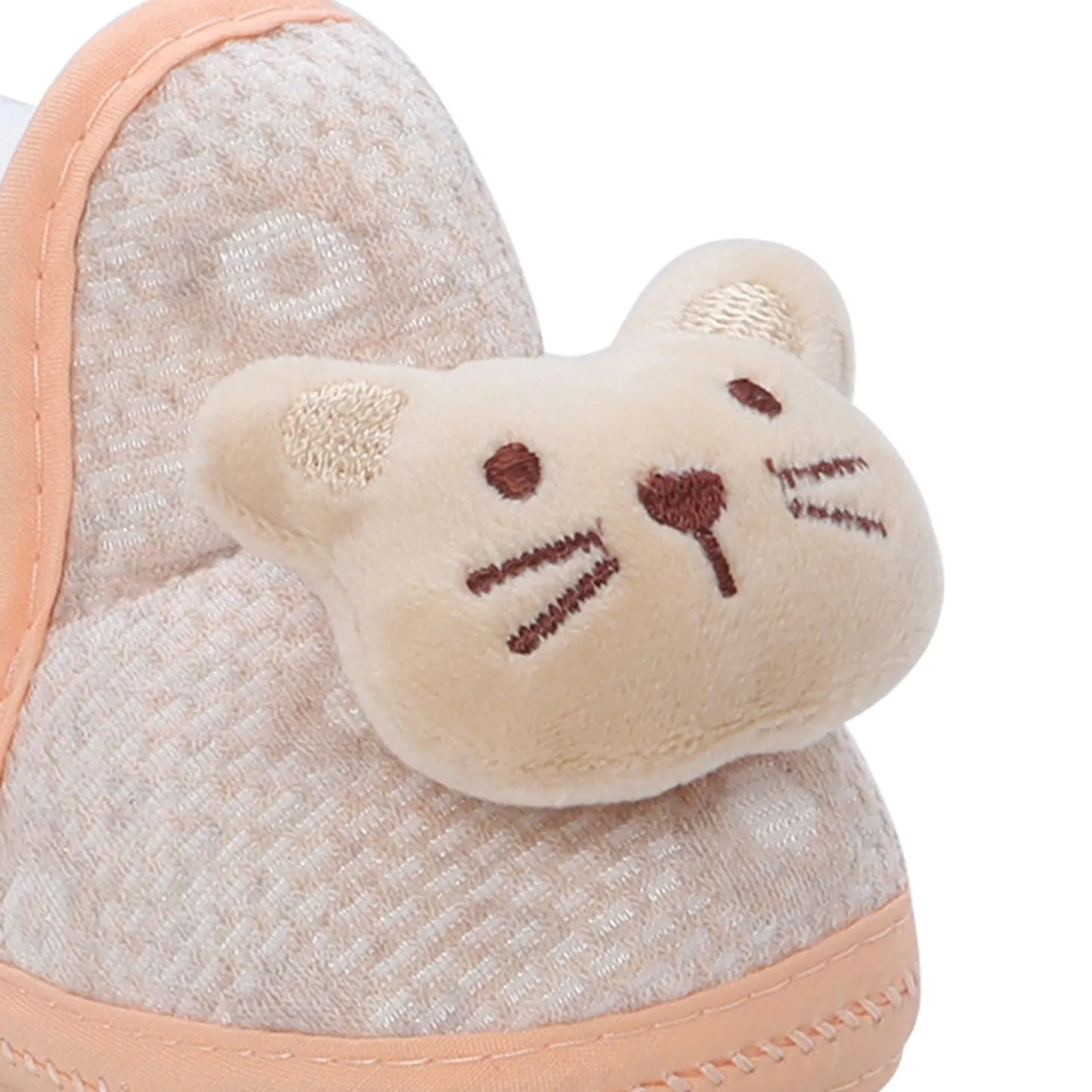 Baby Moo 3D Cute Kitty Soft Slip-On Anti-Skid Plush Warm Booties - Beige