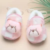 Baby Moo 3D Dear Bear Soft Slip-On Anti-Skid Plush Warm Booties - Pink