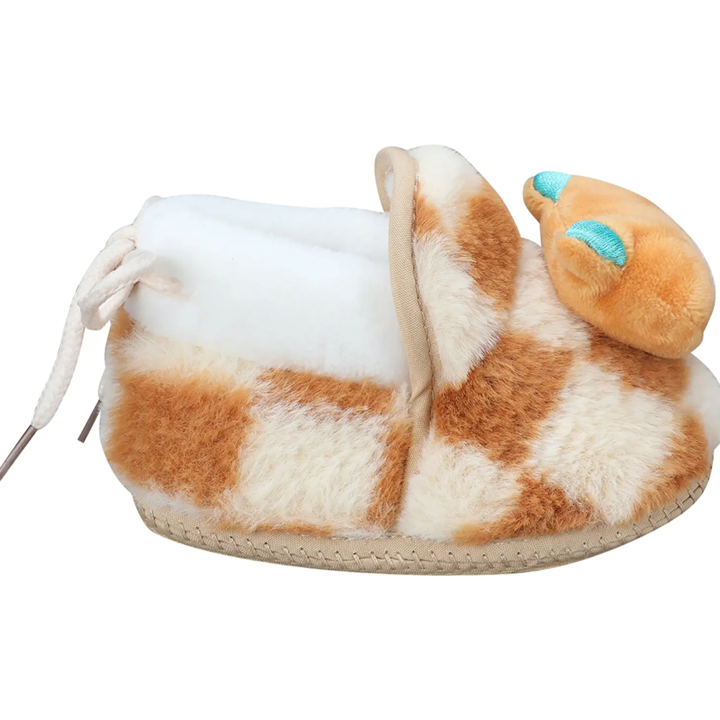 Baby Moo 3D Dear Bear Soft Slip-On Anti-Skid Plush Warm Booties - Brown
