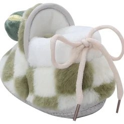 Baby Moo 3D Dear Bear Soft Slip-On Anti-Skid Plush Warm Booties - Green