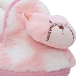 Baby Moo 3D Dear Bear Soft Slip-On Anti-Skid Plush Warm Booties - Pink