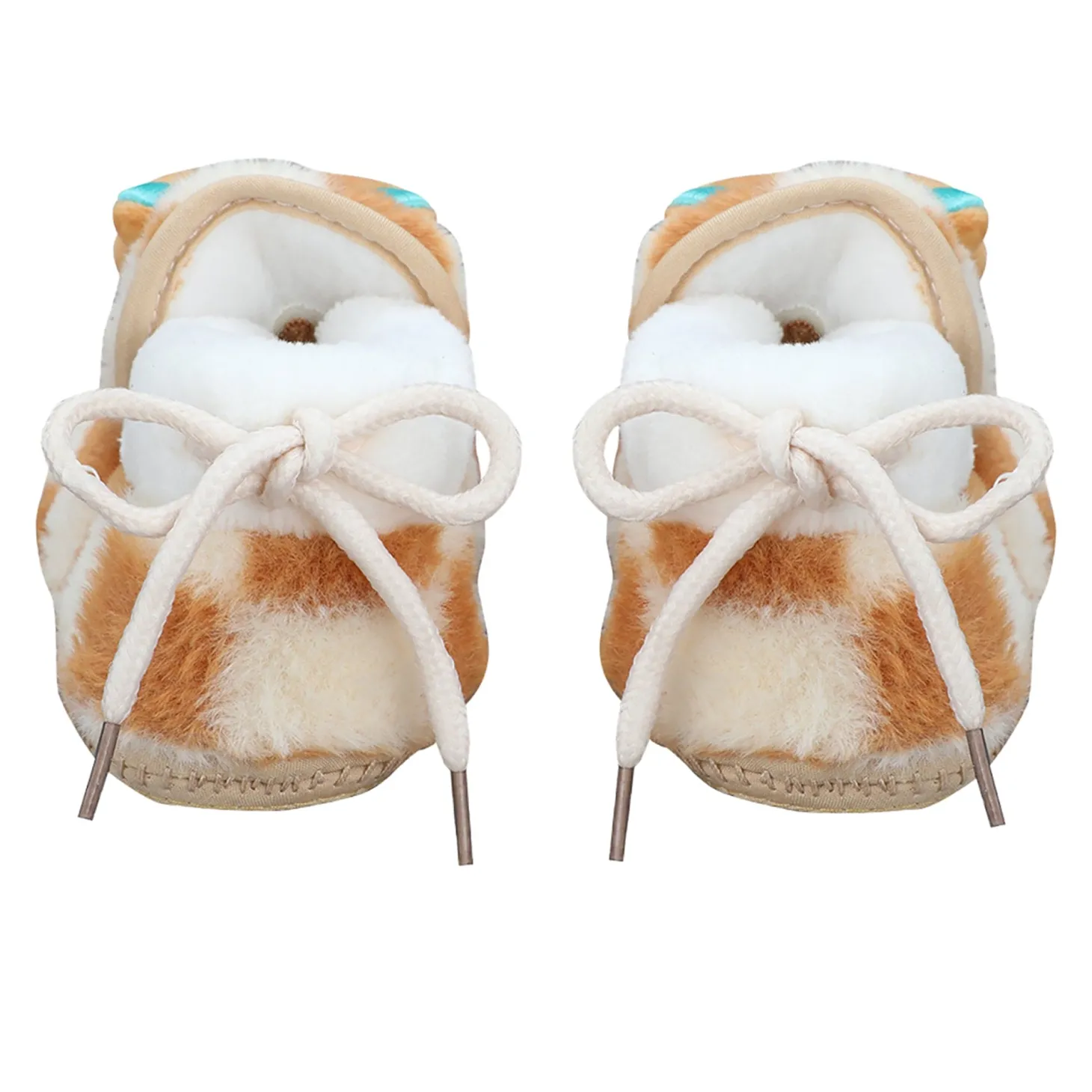 Baby Moo 3D Dear Bear Soft Slip-On Anti-Skid Plush Warm Booties - Brown