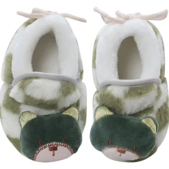 Baby Moo 3D Dear Bear Soft Slip-On Anti-Skid Plush Warm Booties - Green