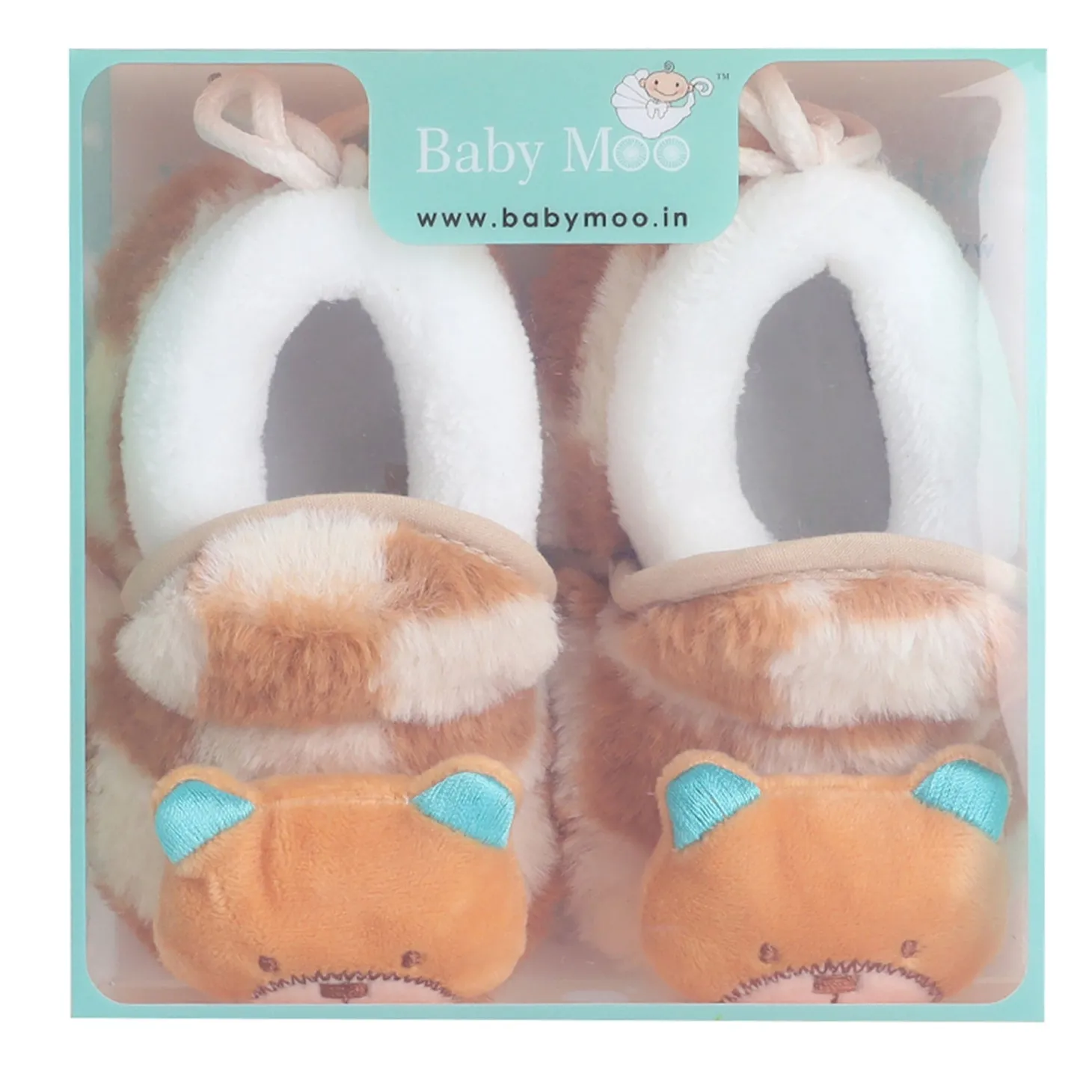 Baby Moo 3D Dear Bear Soft Slip-On Anti-Skid Plush Warm Booties - Brown
