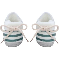 Baby Moo 3D Dino Striped Soft Slip-On Anti-Skid Plush Warm Booties - Green