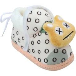 Baby Moo 3D Dizzy Cat Soft Slip-On Anti-Skid Plush Warm Booties - Beige