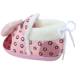 Baby Moo 3D Dizzy Cat Soft Slip-On Anti-Skid Plush Warm Booties - Peach