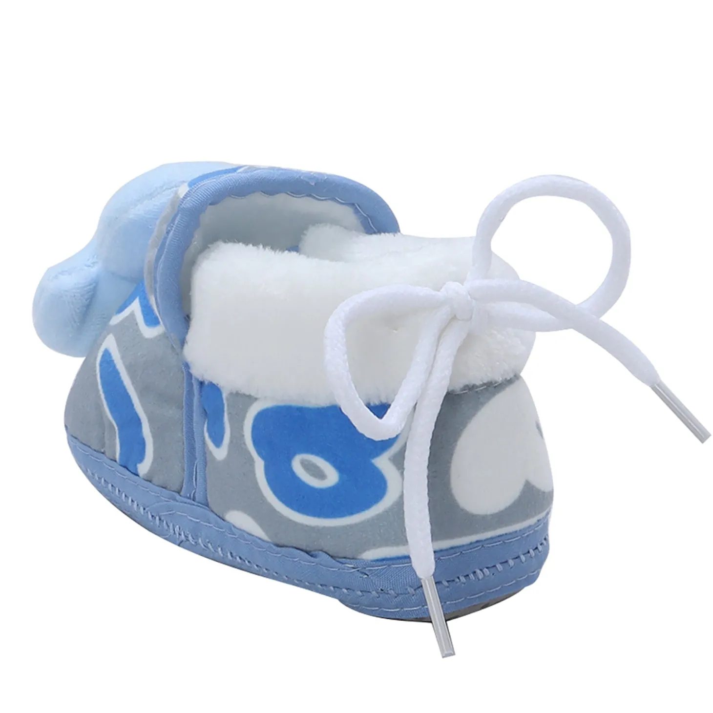 Baby Moo 3D Ducky Duck Soft Slip-On Anti-Skid Plush Warm Booties - Blue