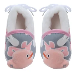 Baby Moo 3D Ducky Duck Soft Slip-On Anti-Skid Plush Warm Booties - Peach